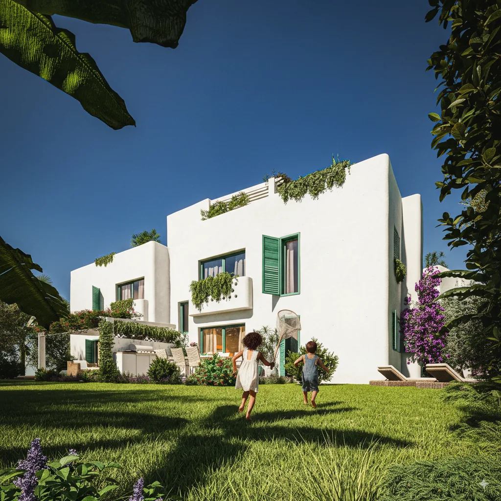 Helios apartman bahçesinde çocuk oyun alanı