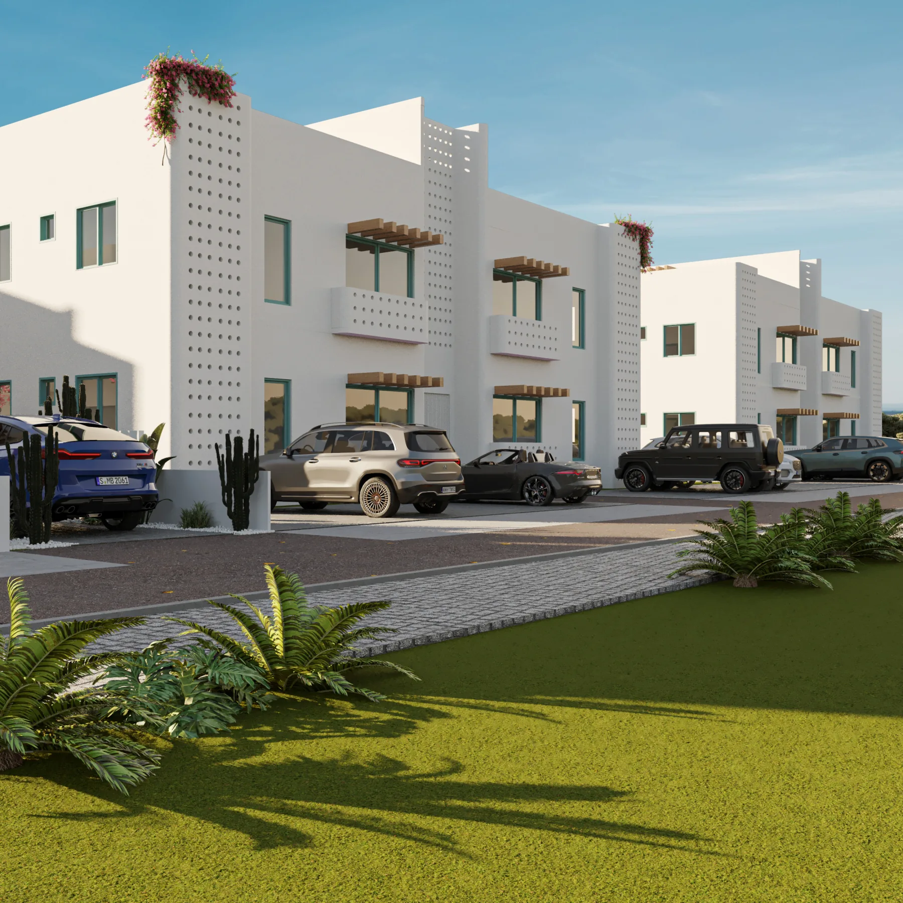 Helios apartman blokları ve ortak peyzaj alanı