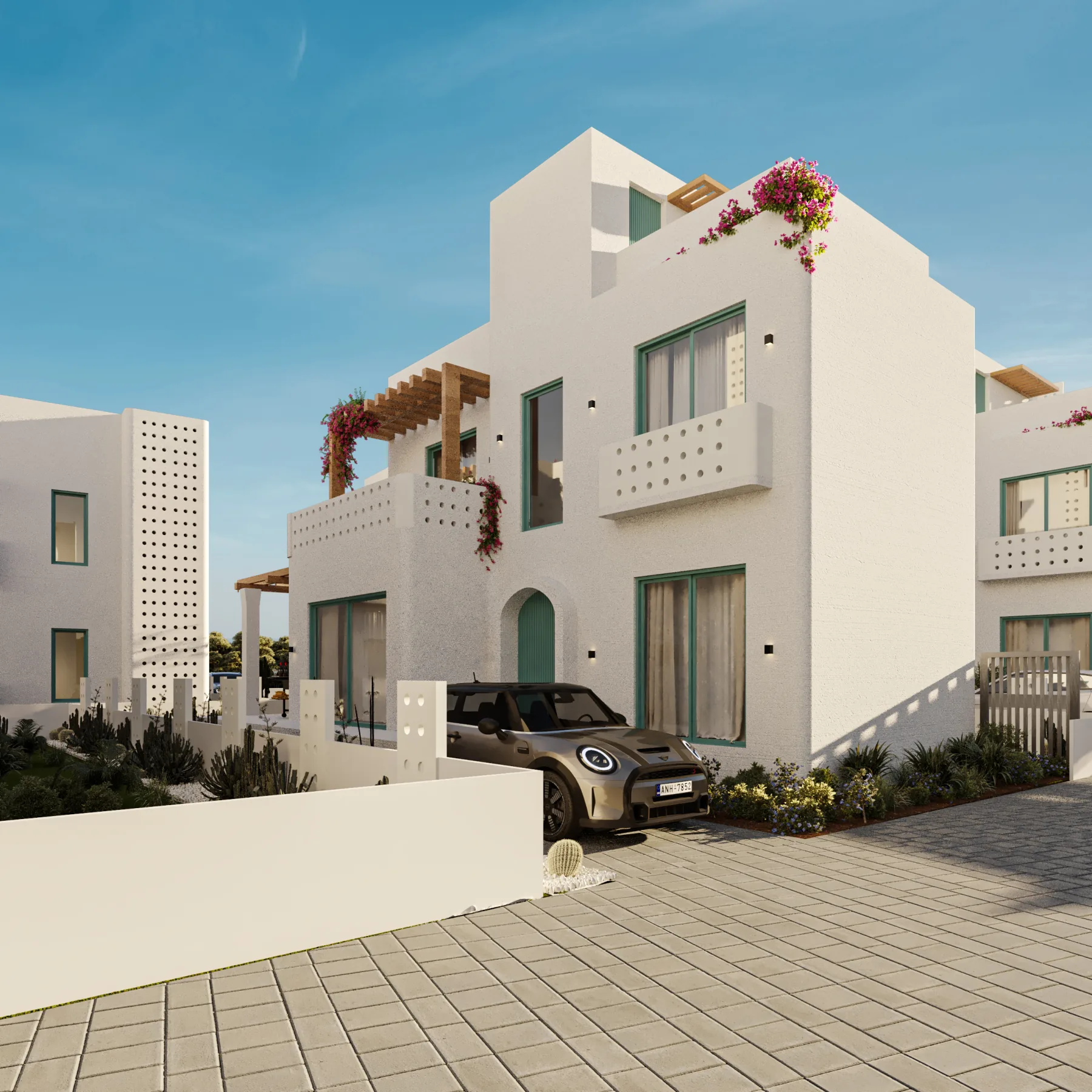Helios villa cephesi ve özel otoparkı